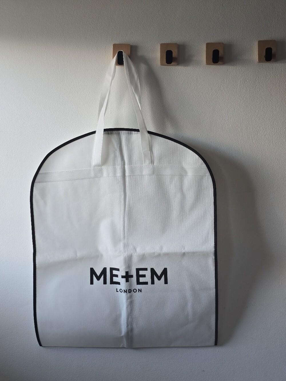 ME+EM London White Garment Bag with Black Trim